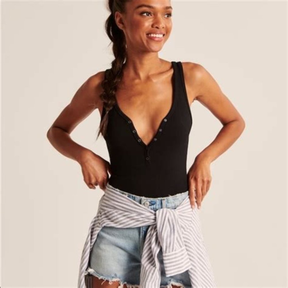 Abercrombie & Fitch Ribbed Henley Bodysuit